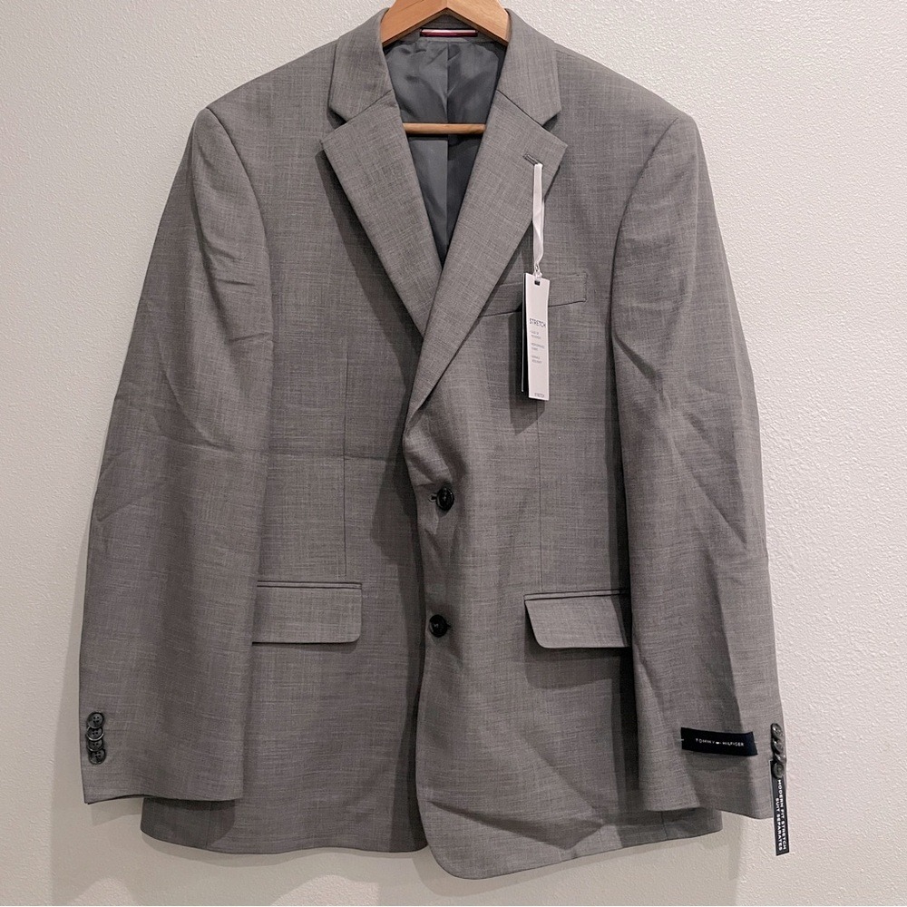 NEW Tommy Hilfiger Mens Hodge Grey Stretch Modern Fit Suit Jacket Blazer 42R NWT